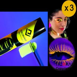 MAQUILLAJE PARA PESTAAS FLUO AMARILLO 10 GR X 3